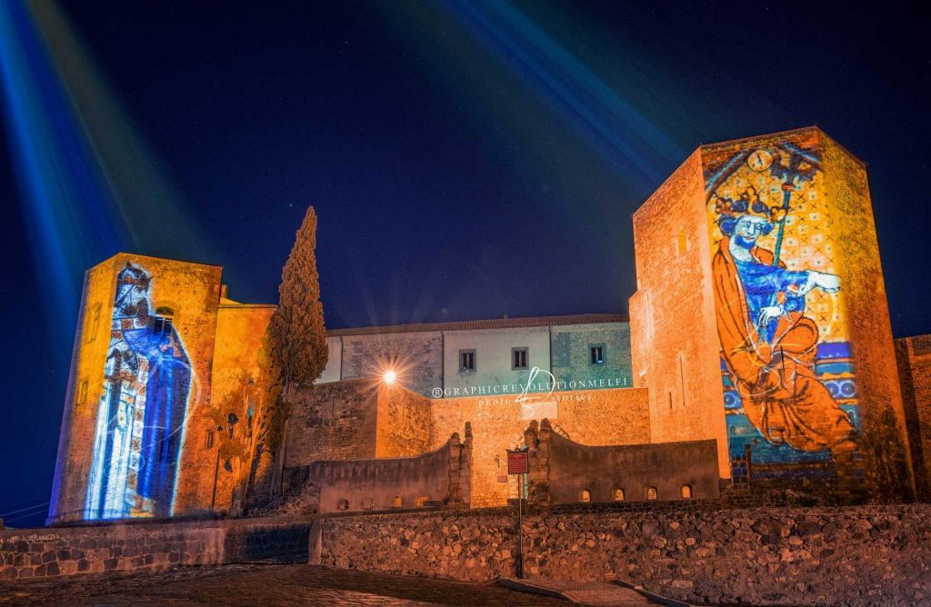 videomapping melfi estate 2020 melfiestate2020 melfi videomapping melfivideomapping video mapping estatemelfispettacoli castello di melfi porta venosina campanile di melfi ruggero ii altavilla roberto il guiscardo