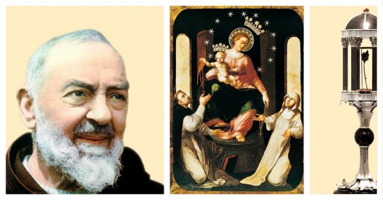 padre pio madonna pompei rosa