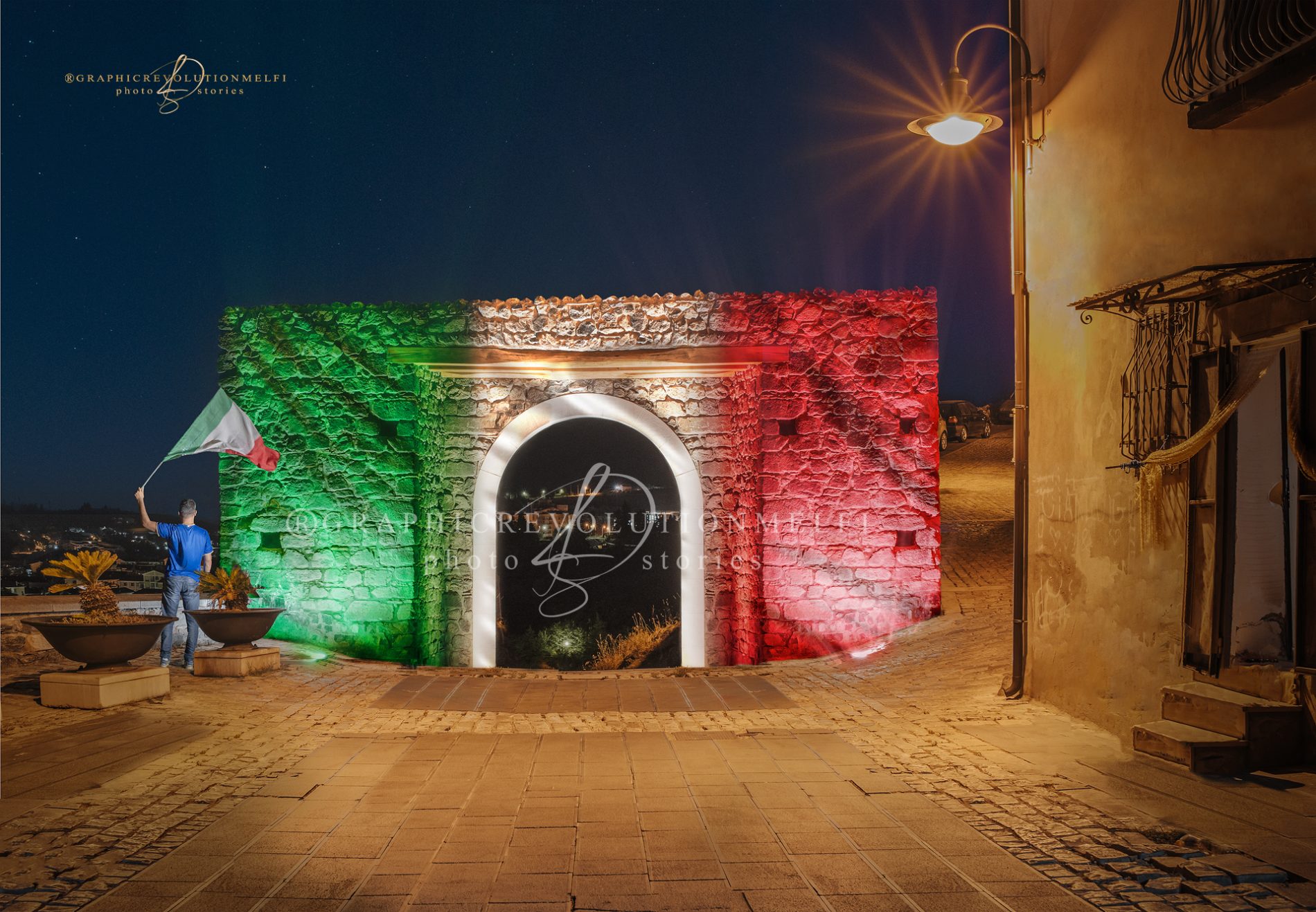 Italia Campione d'Europa a Melfi festa grande per la vittoria degli Europei 2021 Basilicata porta calcinaia tricolore castello