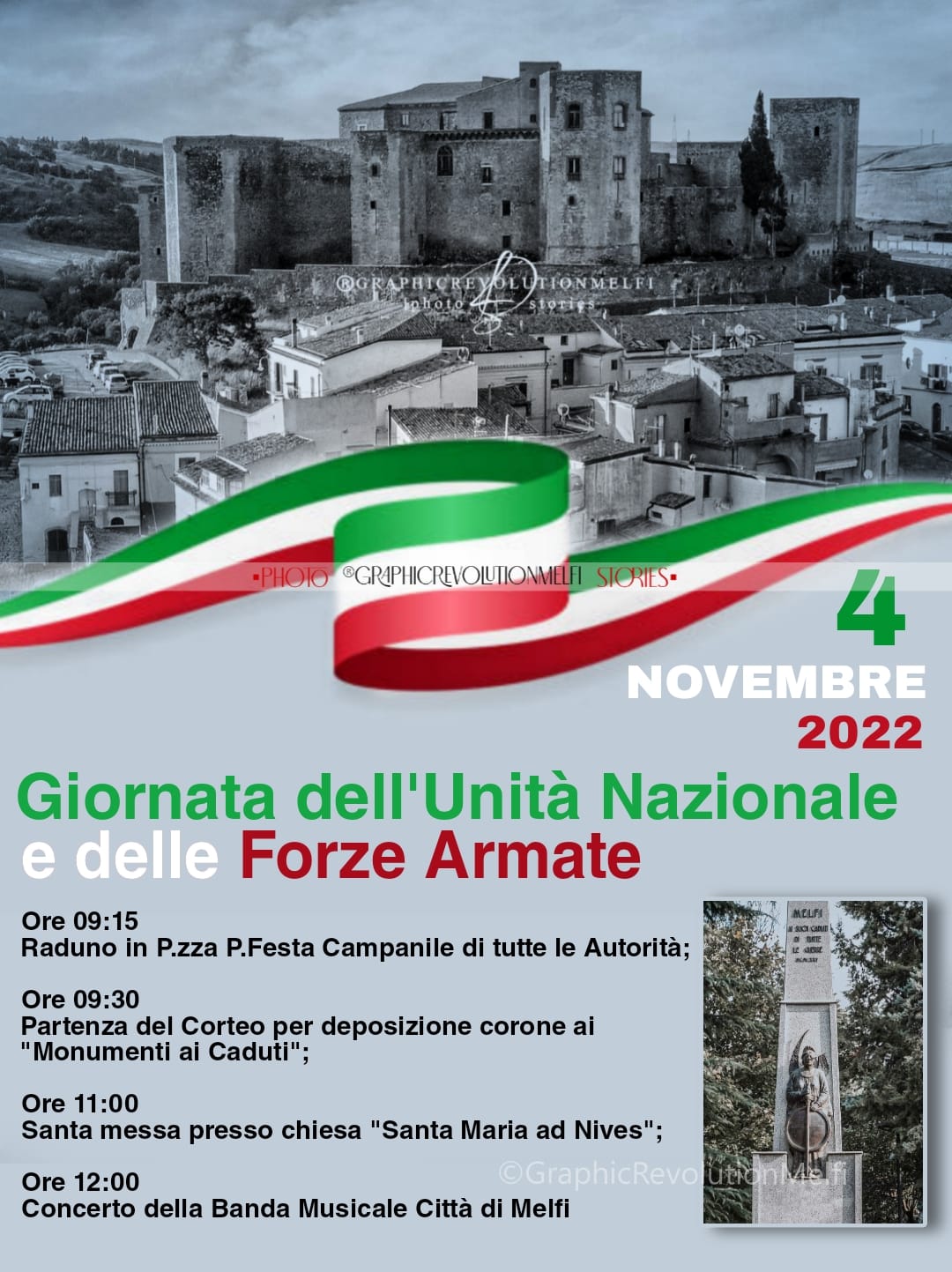 4 Novembre 2022 Melfi programma Giornata dell'Unità nazionale e delle forze armate
