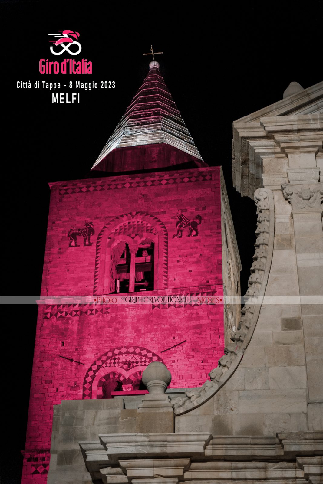 giro d'italia 2023 terza tappa vasto melfi le foto campanile cattedrale melfi rosa