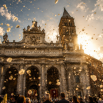 la basilica di Santa Maria Maggiore a Roma durante la celebrazione della Madonna della Neve con petali bianchi che ricordano il miracolo del 5 agosto